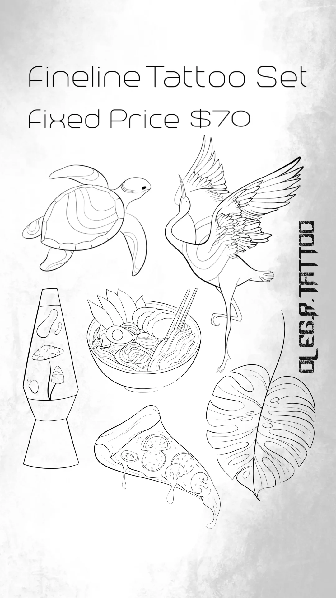 Tattoo flash ramen set fine line by oleg.r.tattoo