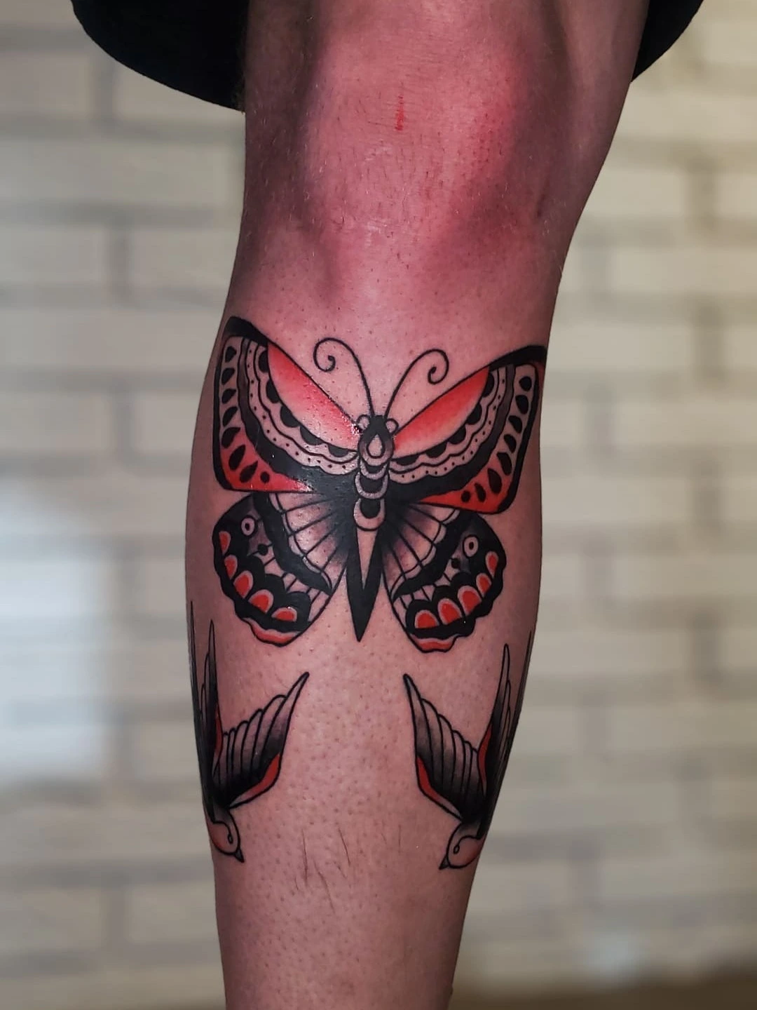 YYC traditional butterfly and swallow tattoo bu oleg.r.tattoo yyc