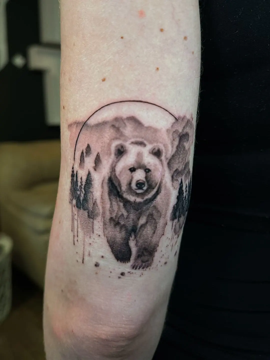 bear and Jasper mountains tattoo by oleg.r.tattoo