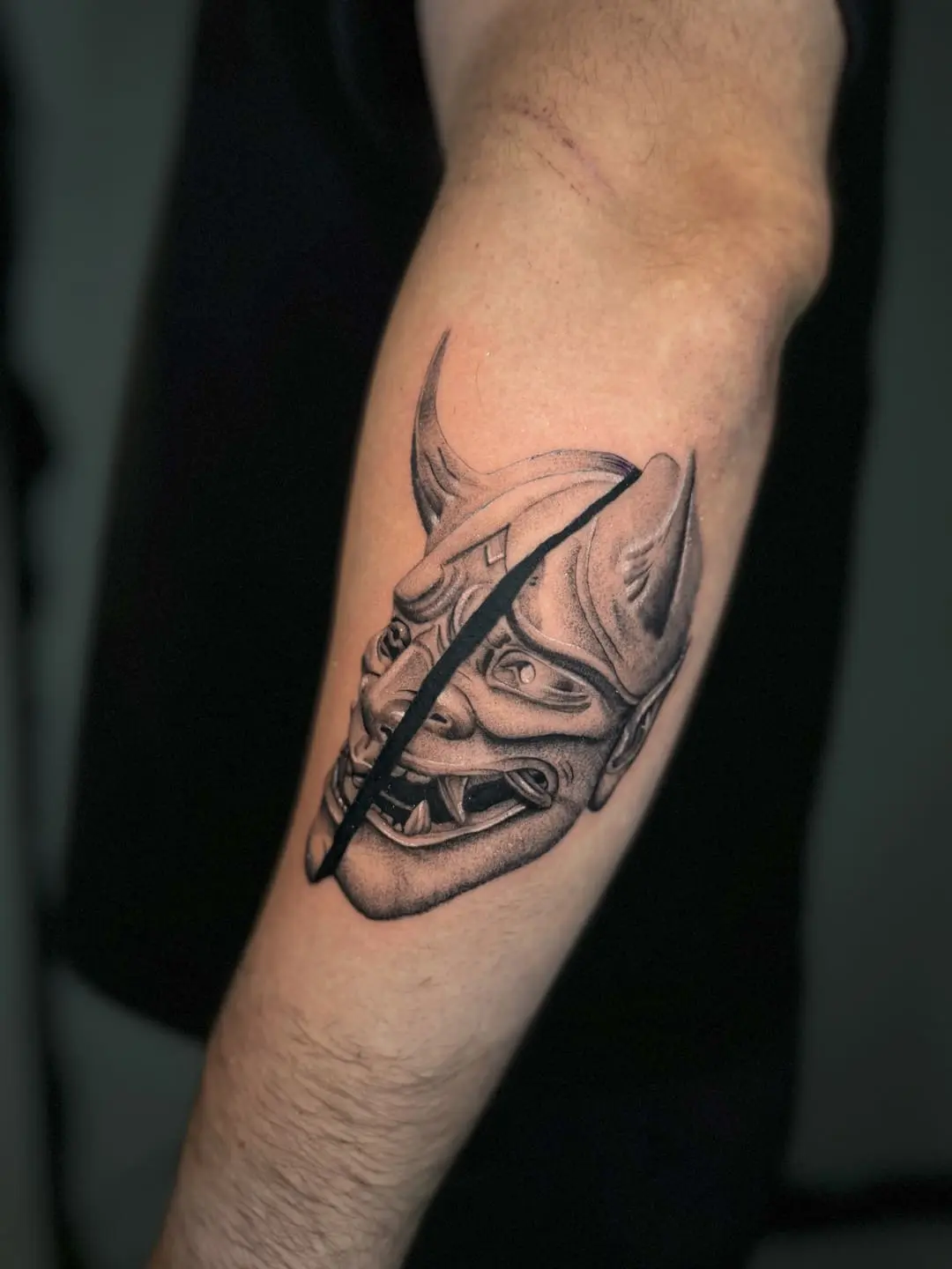 semi realism tattoo hannya mask by oleg.r.tattoo