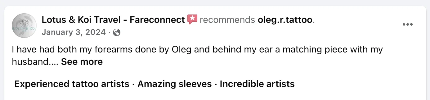 Client review about a dark realism tattoo by leg.r.tattoo Calgary 3
