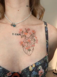 anatomical-heart-with-flowers-chest-tattoo-calgary