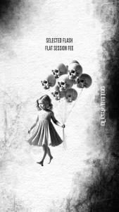 creepy_girl_skulls_balloon_tattoo_flash