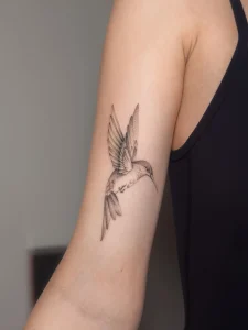 realistic-hummingbird-fine-line-arm-tattoo-calgary