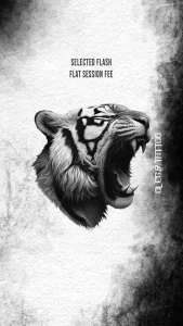 roaring_tiger_tattoo_flash_black_and_white