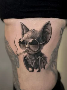 smoking bat tattoo by oleg.r.tattoo Calgary